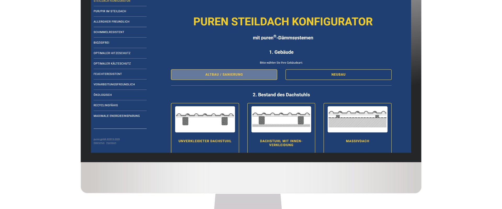 Neuer puren Steildach-Konfigurator