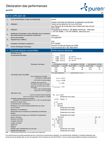 Déclarations de performance purenit